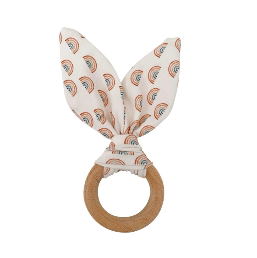 Chewable Charm Bunny Teether in Rainbow