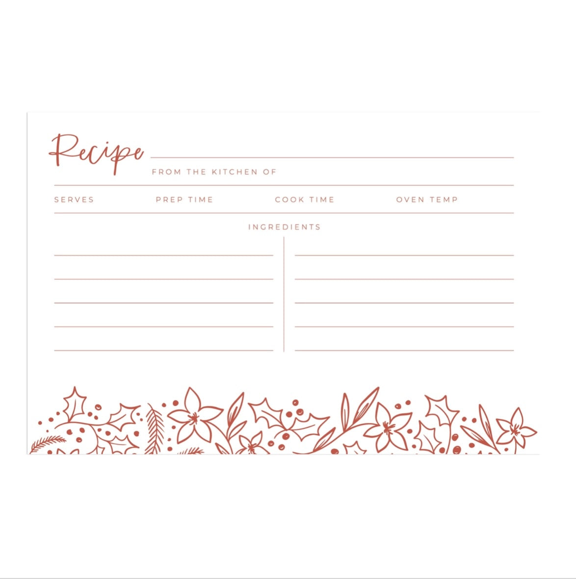 HOLIDAY FLORAL RECIPE CARDS