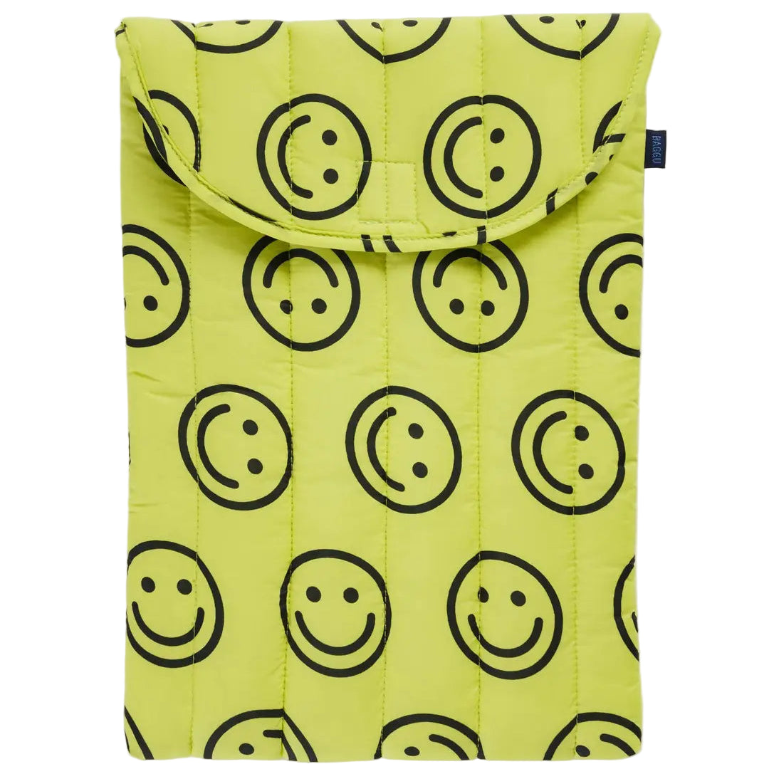 Puffy Laptop Sleeve in Yellow Happy