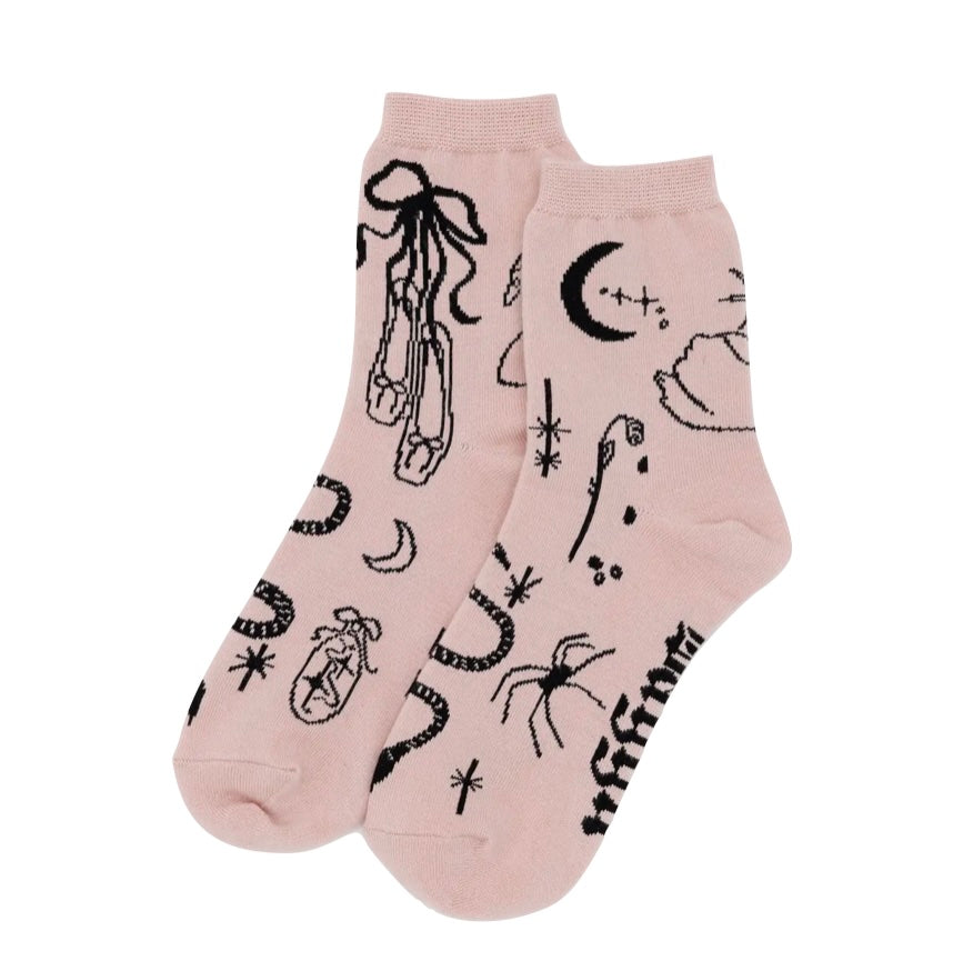 Crew Socks in Ballet Icons Pattern