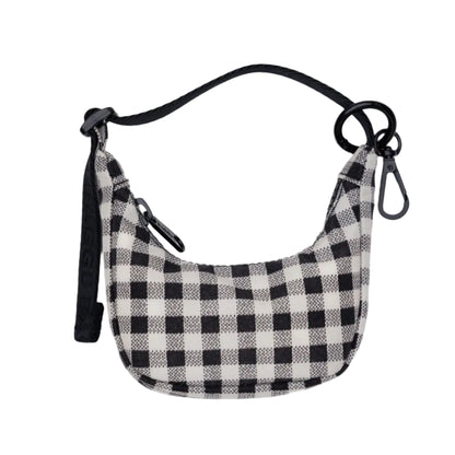 Crescent Bag Charm in Black and White Gingham
