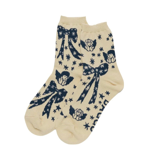 Crew Socks in Cherub Bows Pattern
