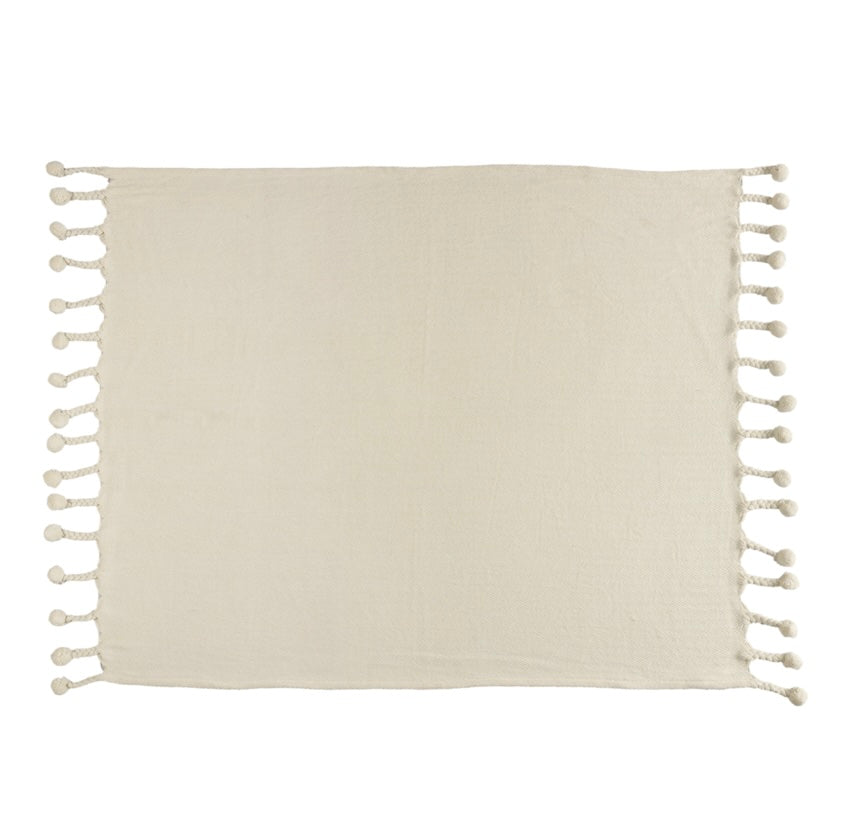 LR Home Embroidered Chevron Throw Blanket in Cream 