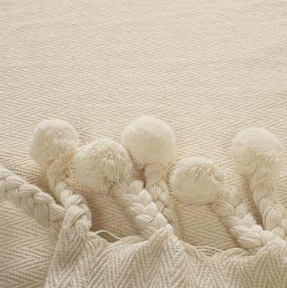 LR Home Embroidered Chevron Throw Blanket in Cream 