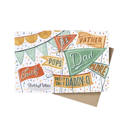 Sketchy Notions Dad Pennant Card
