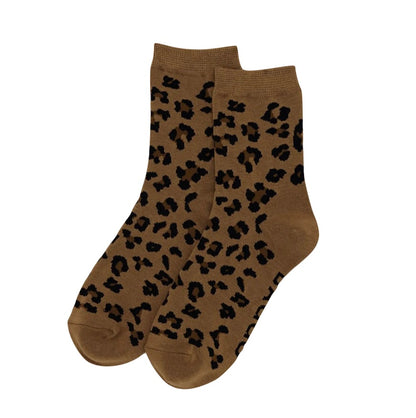 Crew Socks in Dark Leopard Pattern