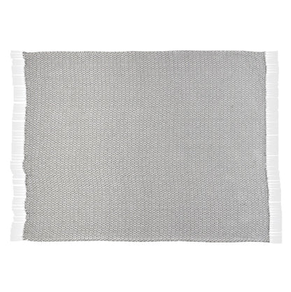 LR Home Diamond Fringe Throw Blanket in Gray and Ivory