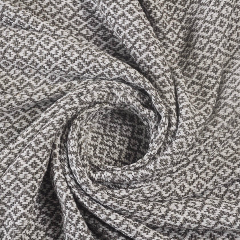 LR Home Diamond Fringe Throw Blanket in Gray and Ivory