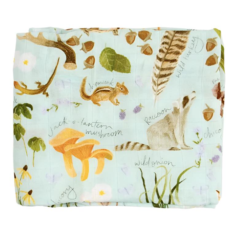 One Canoe Two Flora and Fauna Baby Swaddle Blanket