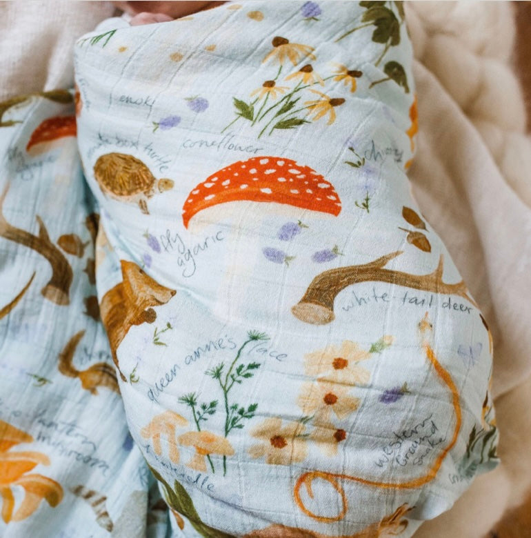 One Canoe Two Flora and Fauna Baby Swaddle Blanket
