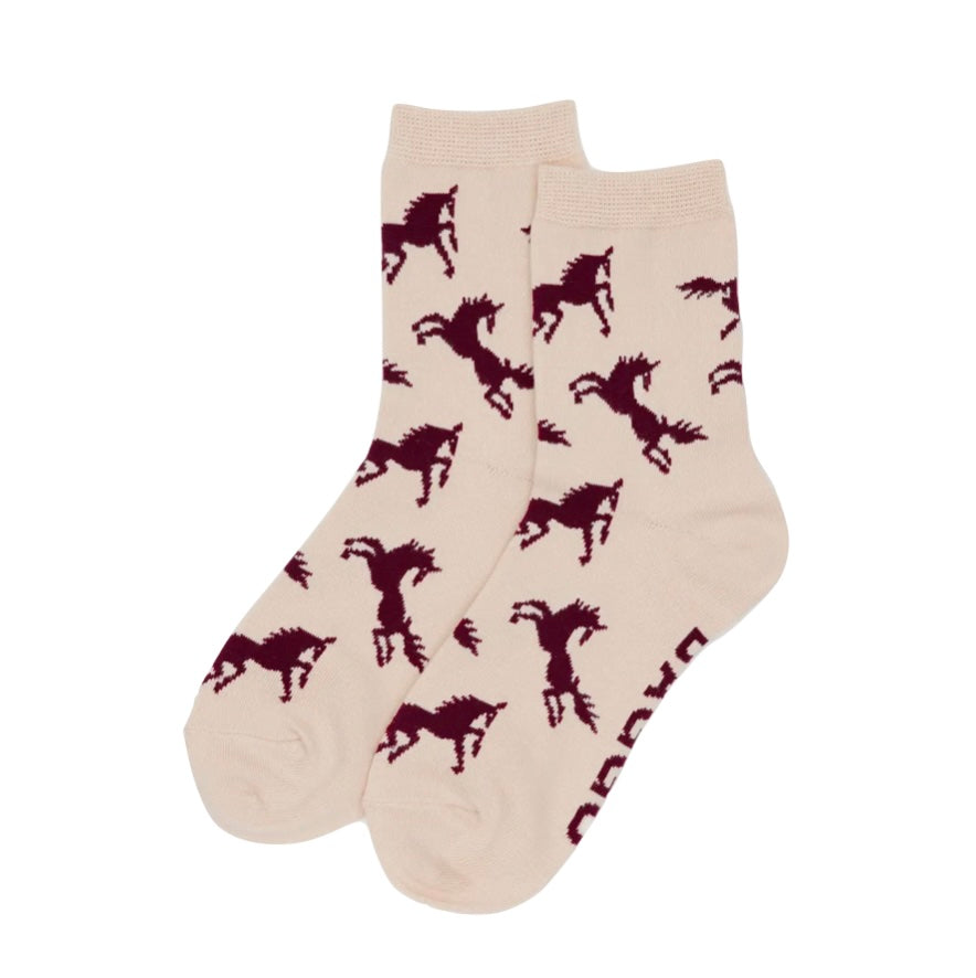 Crew Socks in Horses Pattern