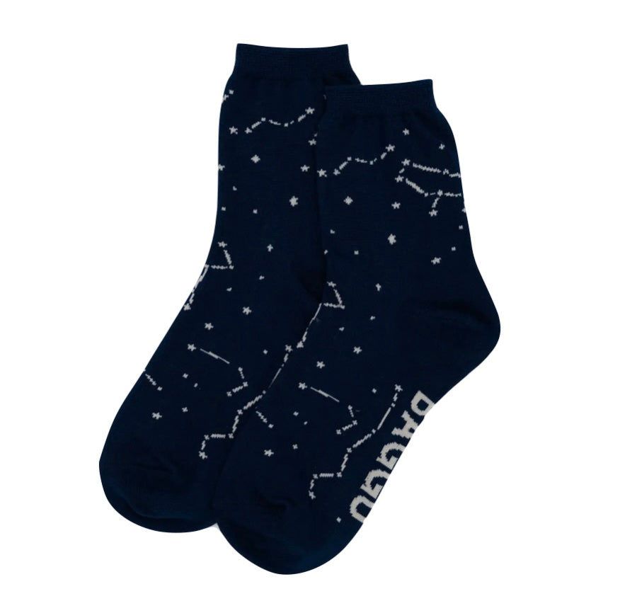 Crew Socks in Midnight Constellation Pattern
