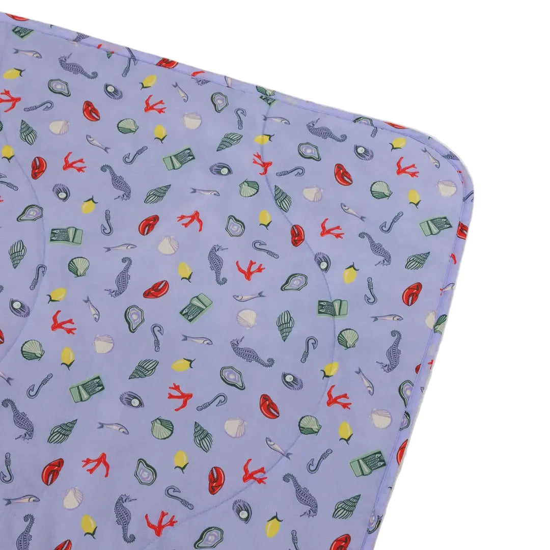 Puffy Picnic Blanket in Sea Charms, close up to show patterns
