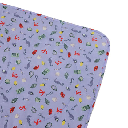Puffy Picnic Blanket in Sea Charms, close up to show patterns