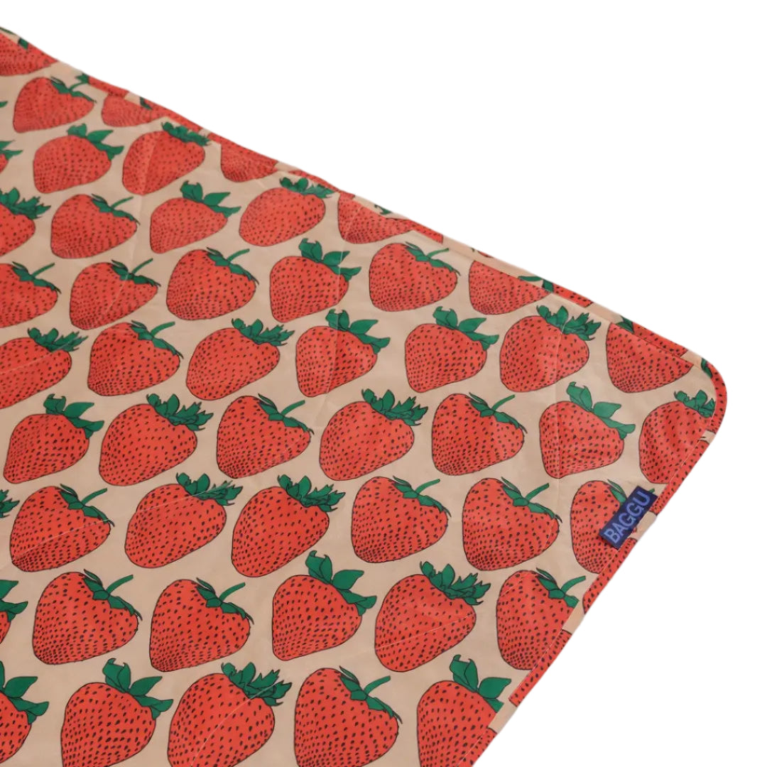 Puffy Picnic Blanket in Strawberry, close up to show pattern