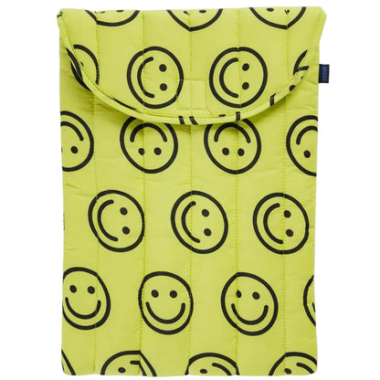 Puffy Laptop Sleeve in Yellow Happy